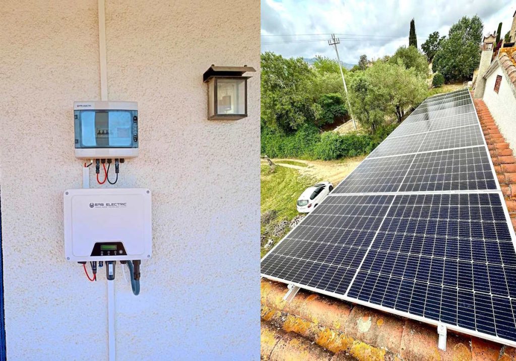 instalacion de placas solares en tejado con inversor para energia solar
